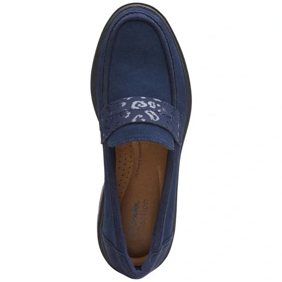 Clarks Womens Womens Calla Ease Slip-On Loafer Flats, Blue, Size 8 - Picture 5 of 8